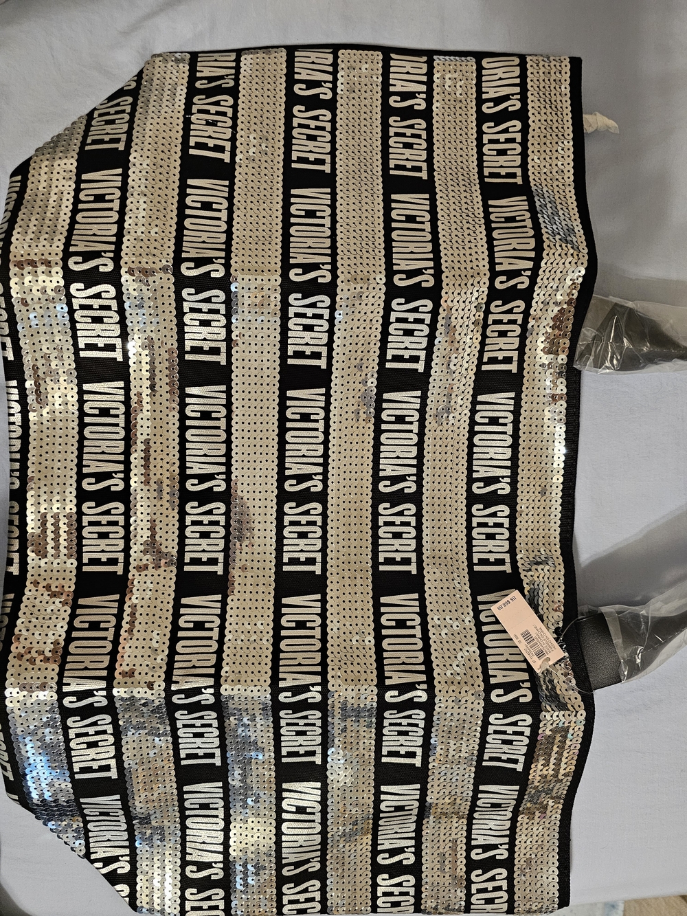 Victoria's Secret Sequin Logo Tote - Silver & Black